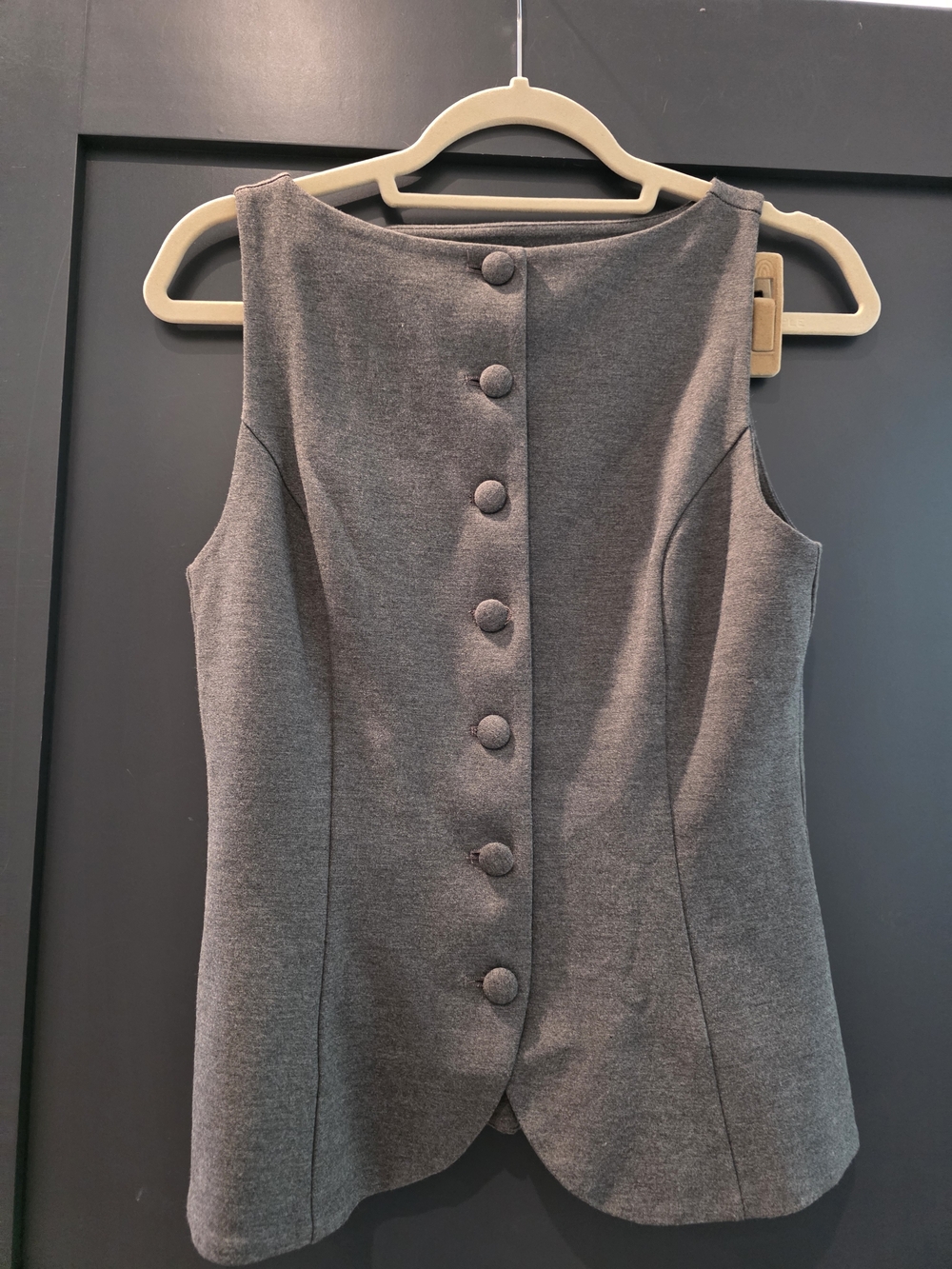 Aritzia Gray Button Front Risette Vest And Wilfred Mini Skirt